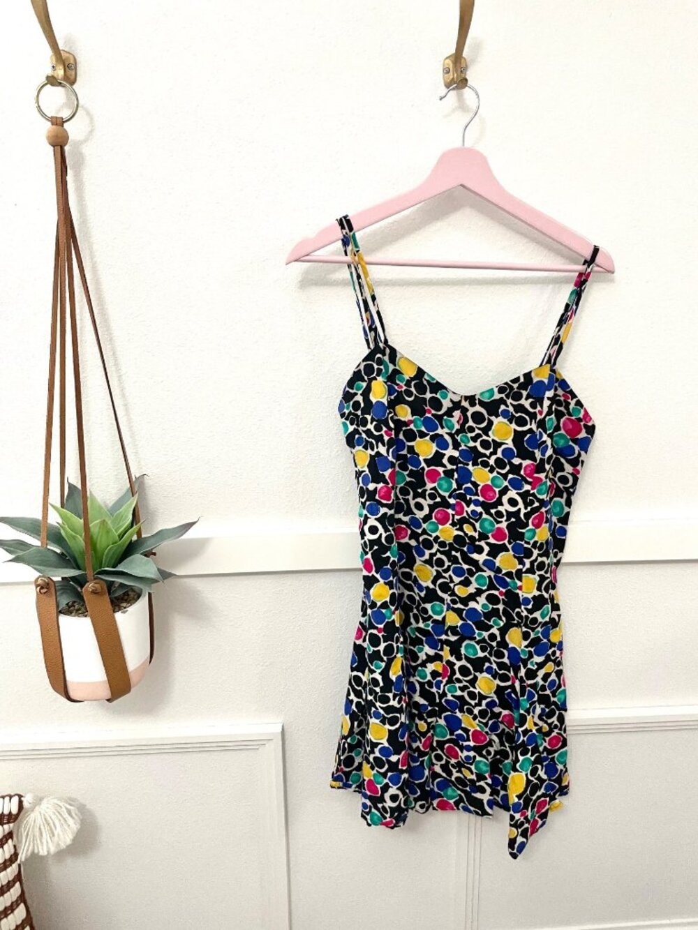 Contempo Casuals Vintage Eclectic Geometric Tank Dress Size 9 Junior 90s Artsy - Picture 2 of 5